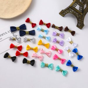 Mini Satin Bows with Gold Center Band