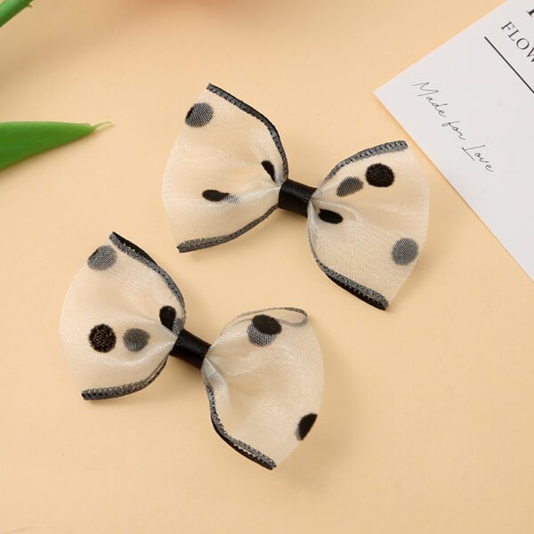 Sheer Organza Bow with Polka Dot Design - 图片 4