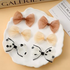 Sheer Organza Bow with Polka Dot Design
